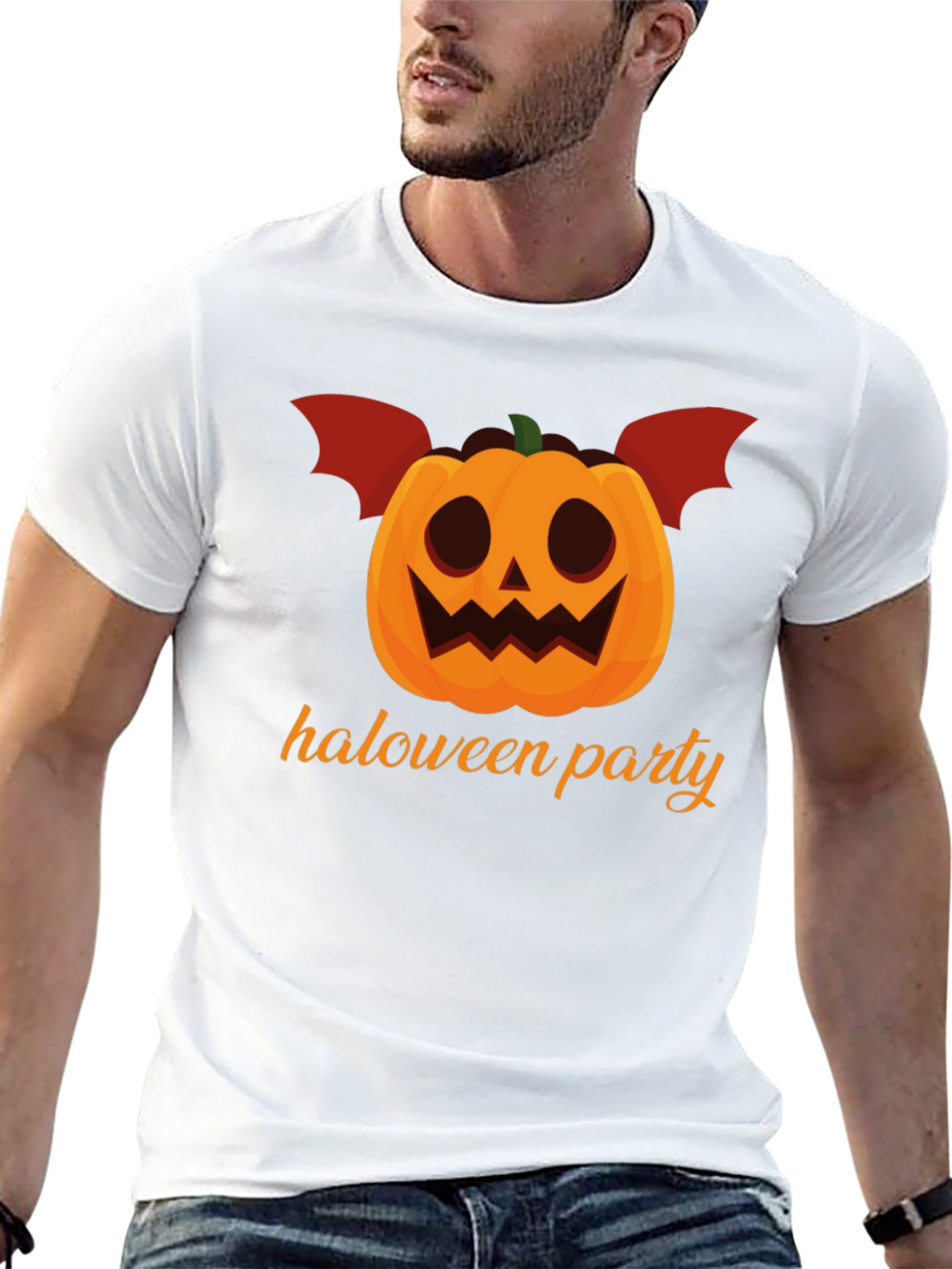 Halloween Party Pumpkin Bat Graphic Tee