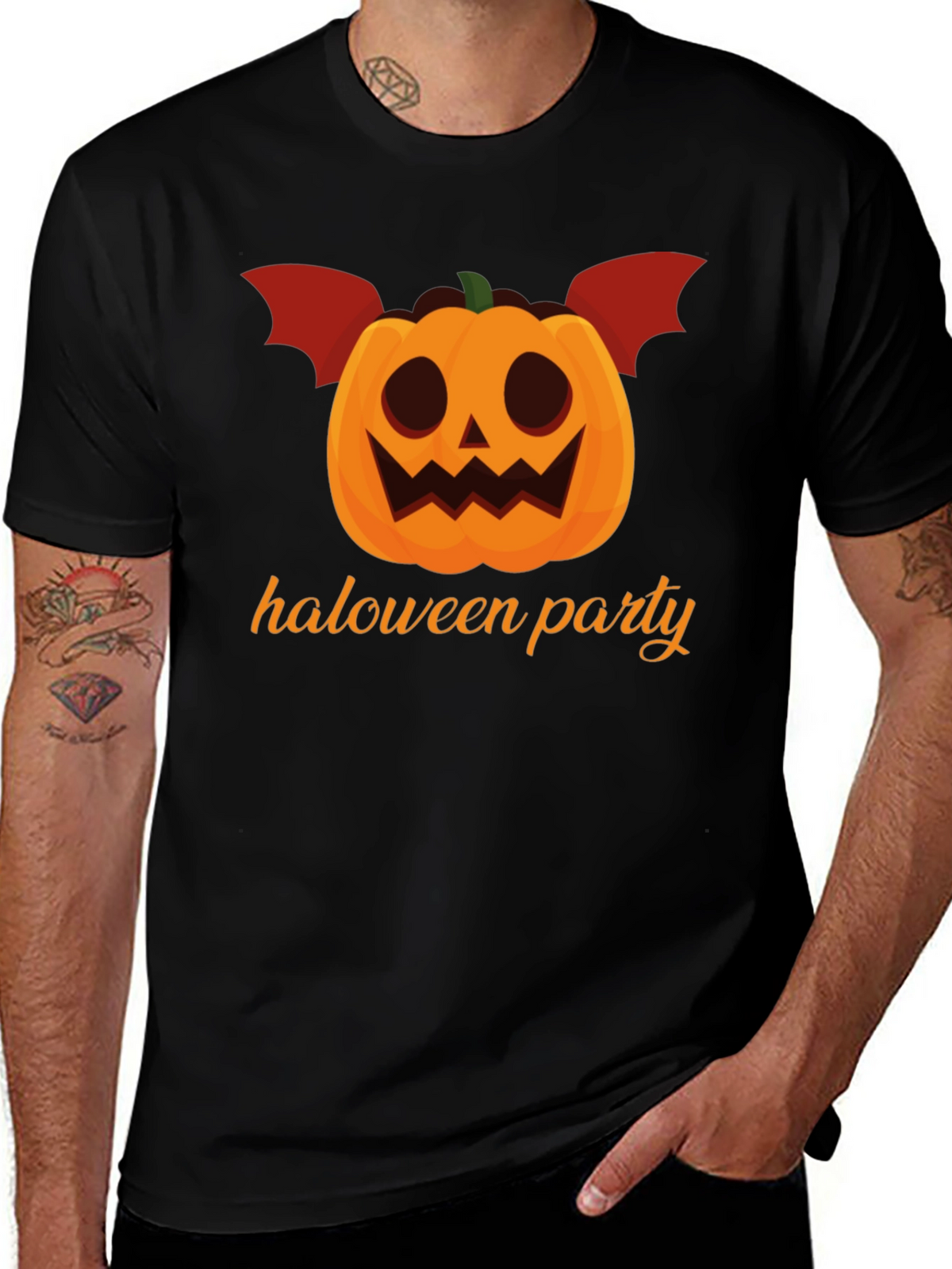 Halloween Party Pumpkin Bat Graphic Tee