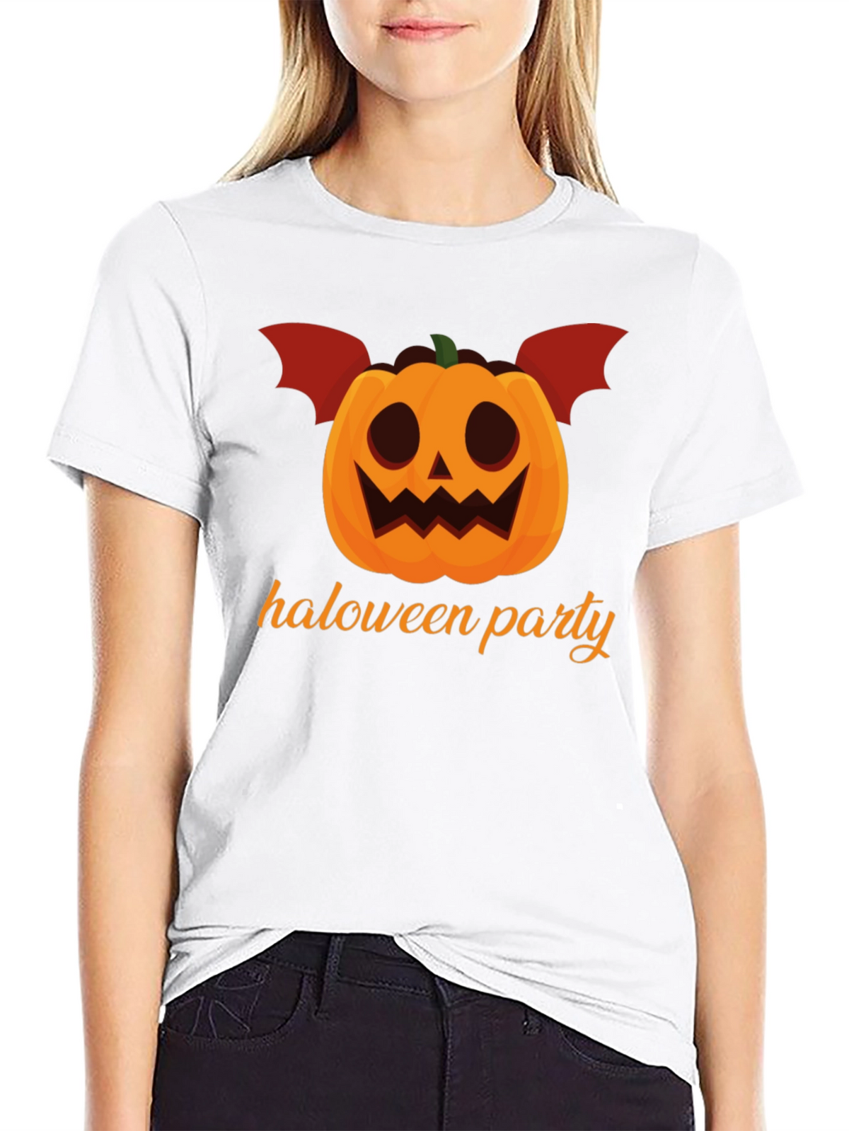 Halloween Party Pumpkin Bat Graphic Tee