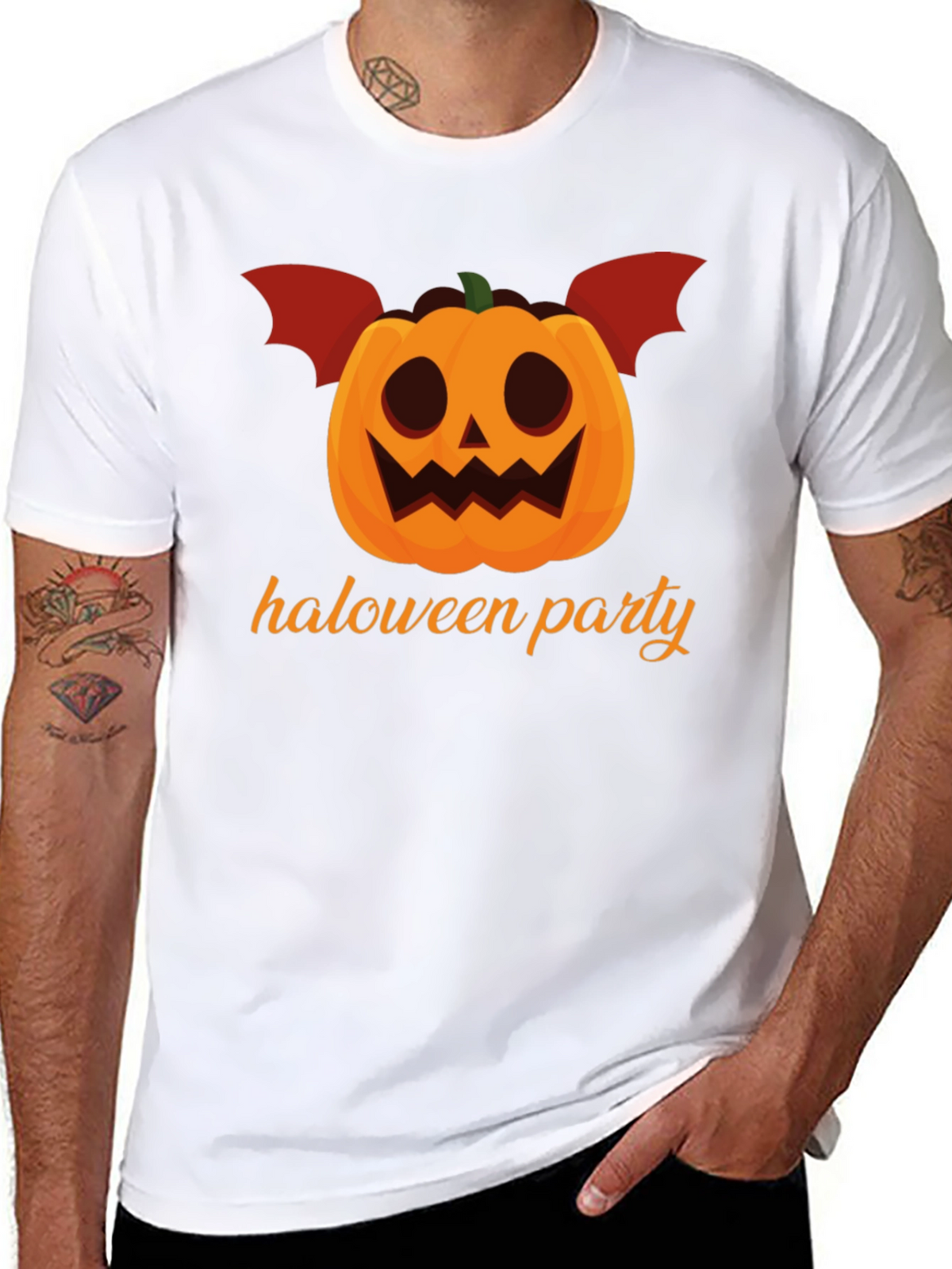 Halloween Party Pumpkin Bat Graphic Tee