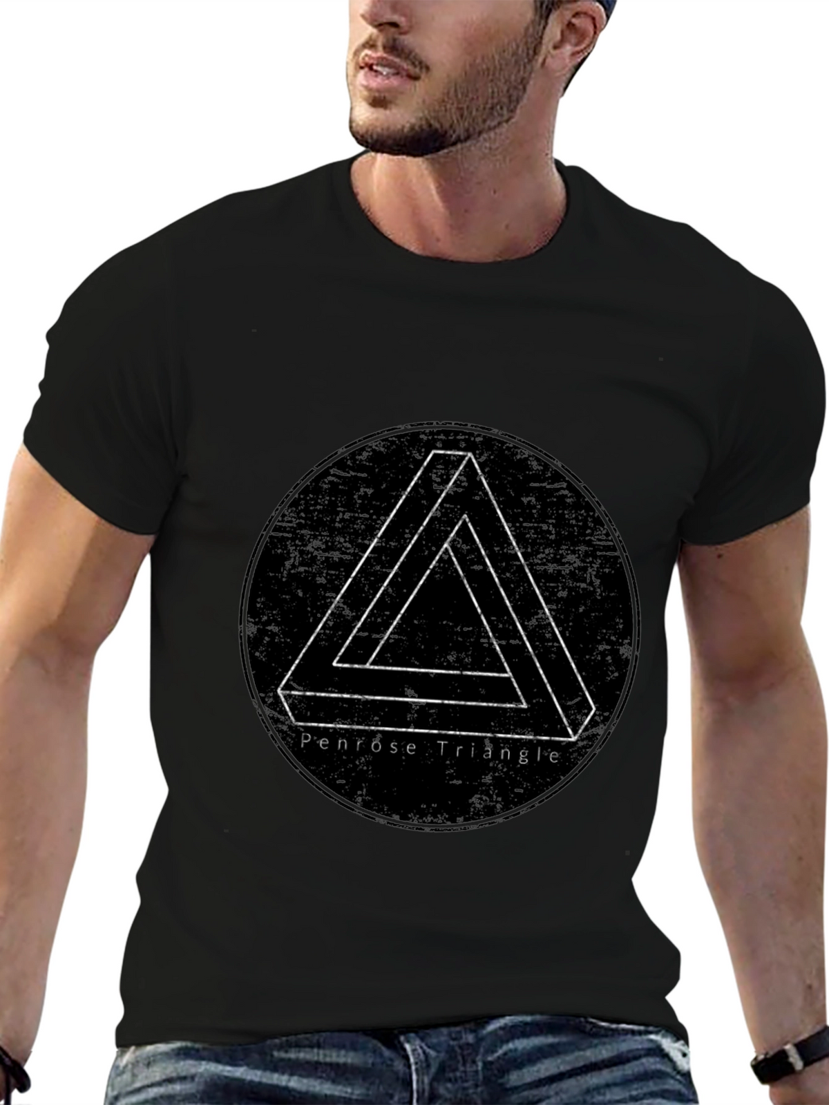 Penrose Triangle Illusion T-Shirt - Black