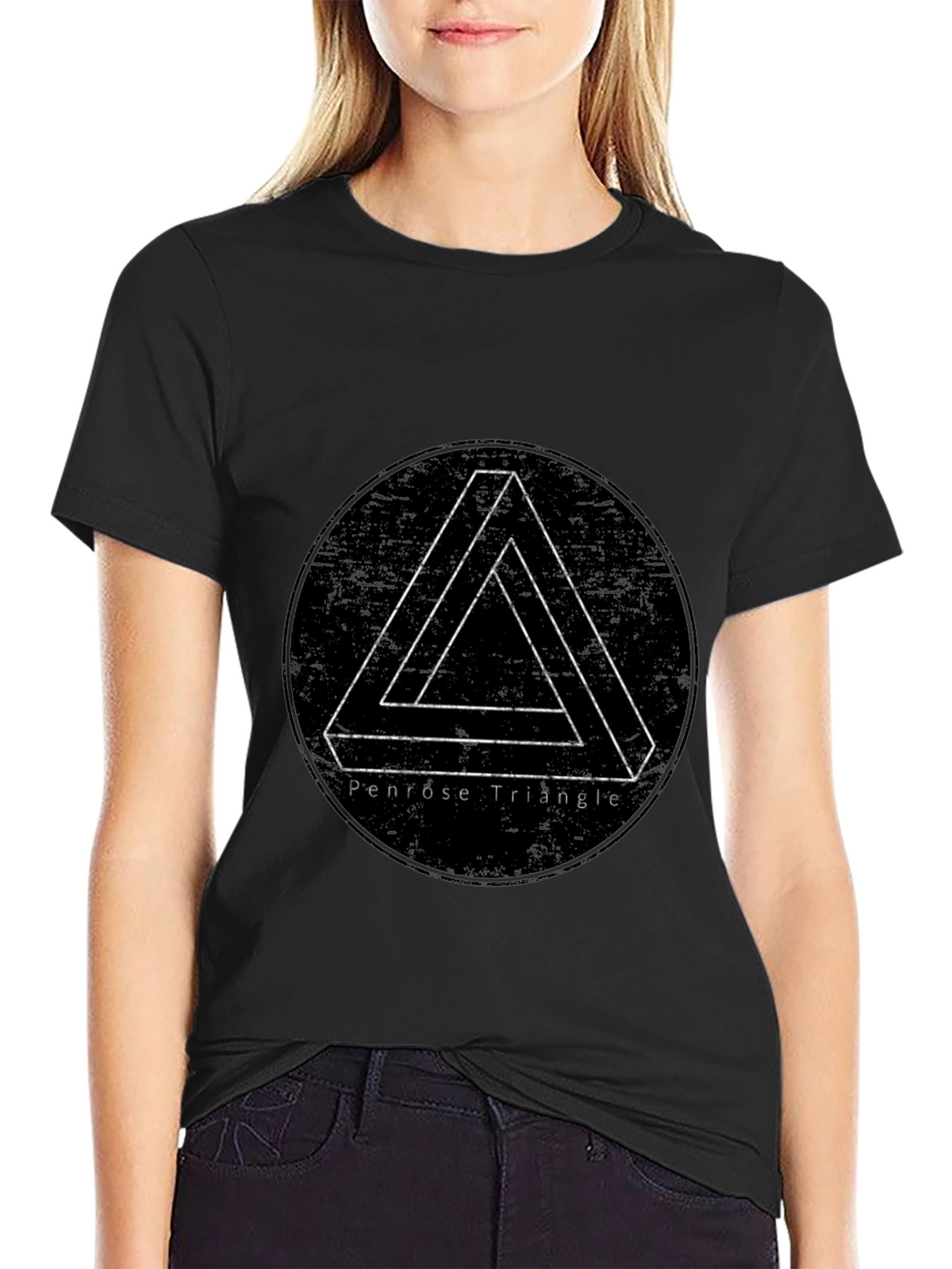 Penrose Triangle Illusion T-Shirt - Black