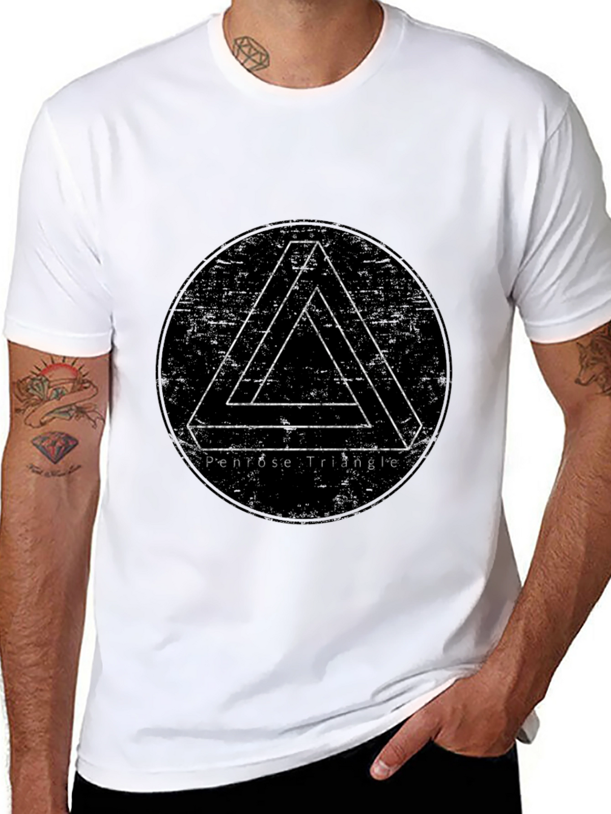 Penrose Triangle Illusion T-Shirt - Black