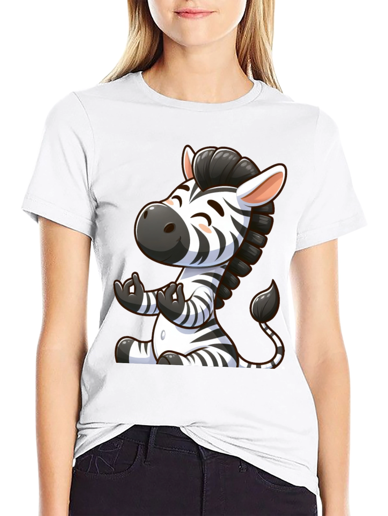 Cute Zebra Graphic T-Shirt - Black