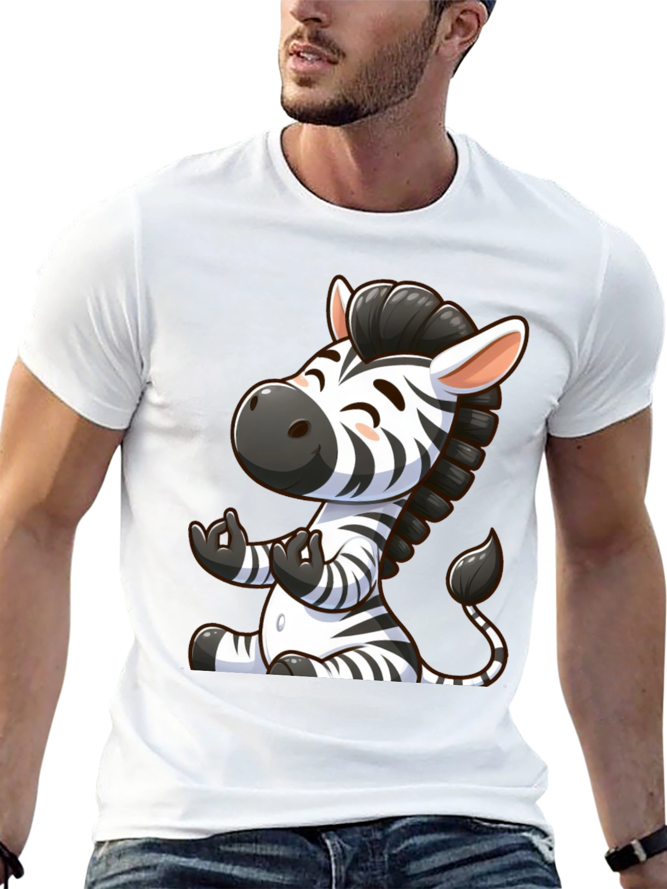 Cute Zebra Graphic T-Shirt - Black