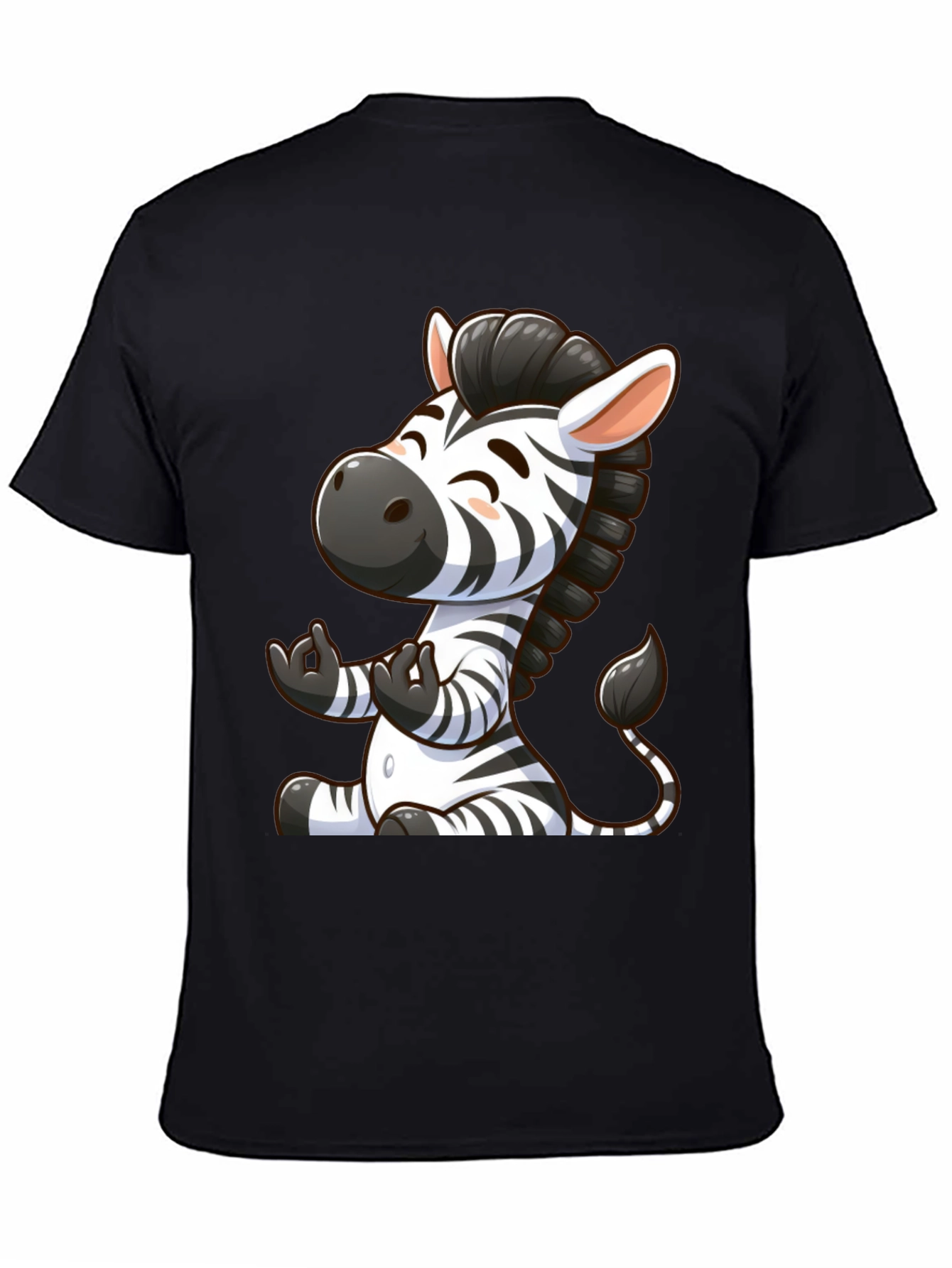 Cute Zebra Graphic T-Shirt - Black