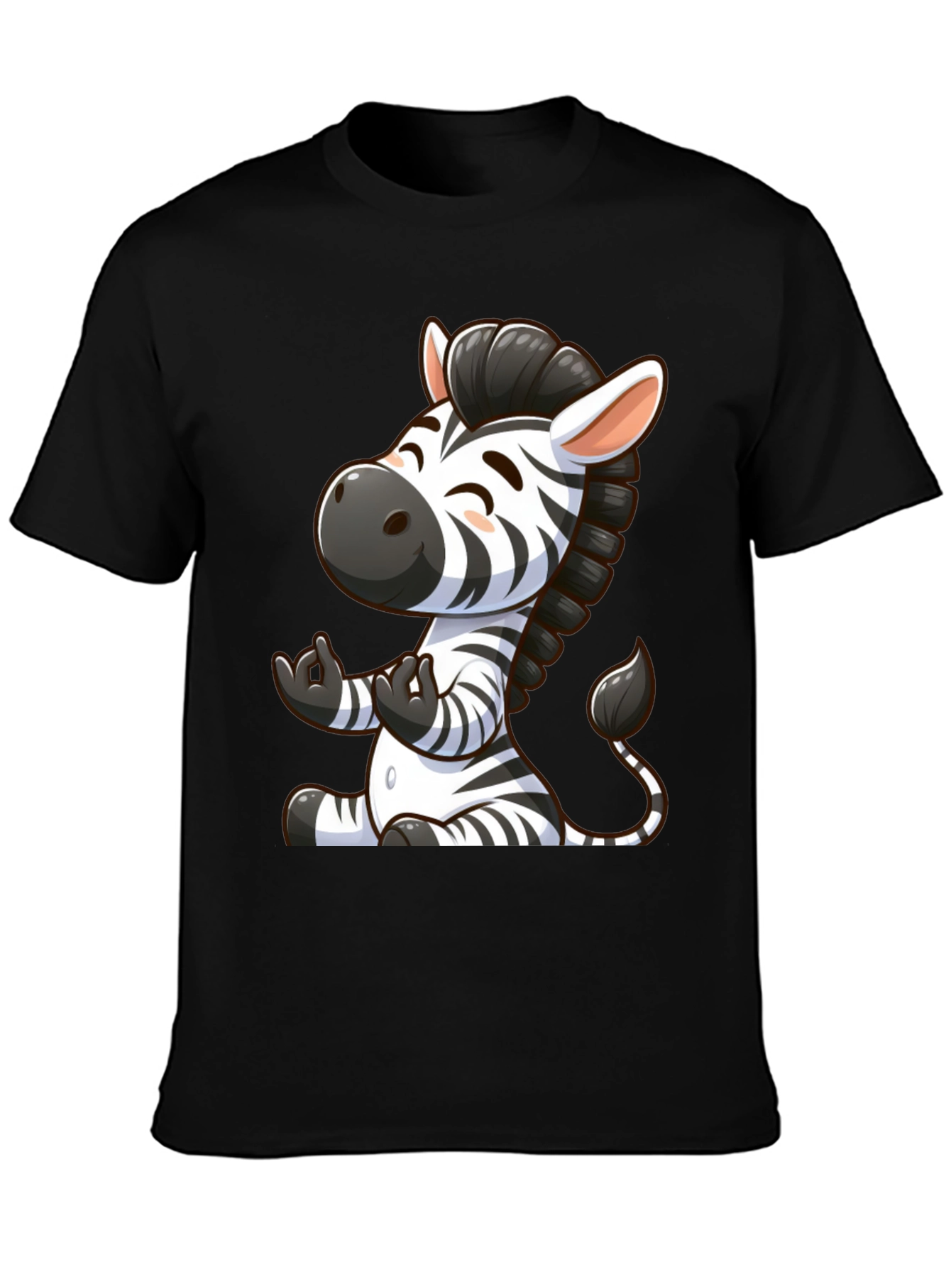 Cute Zebra Graphic T-Shirt - Black