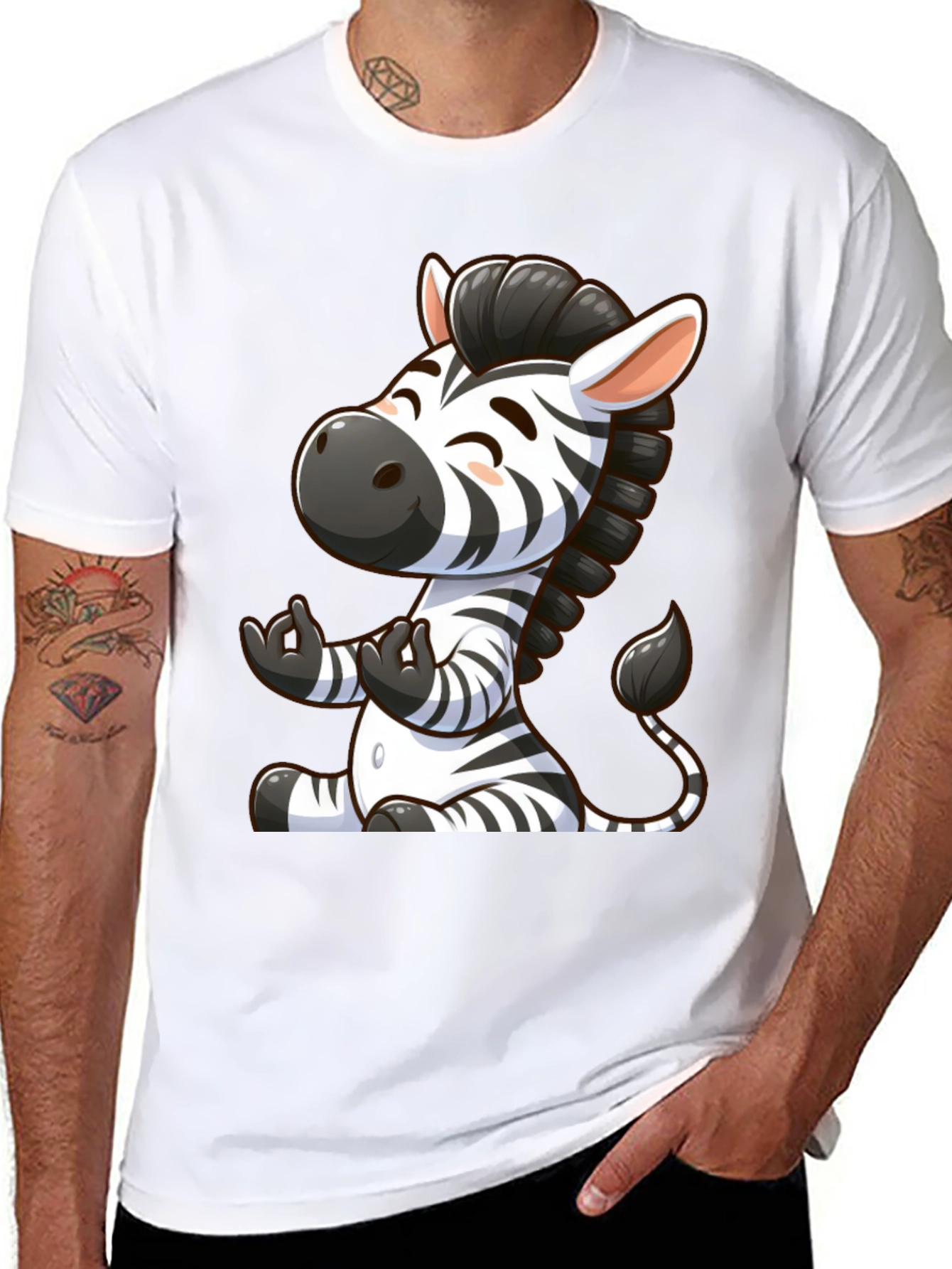 Cute Zebra Graphic T-Shirt - Black