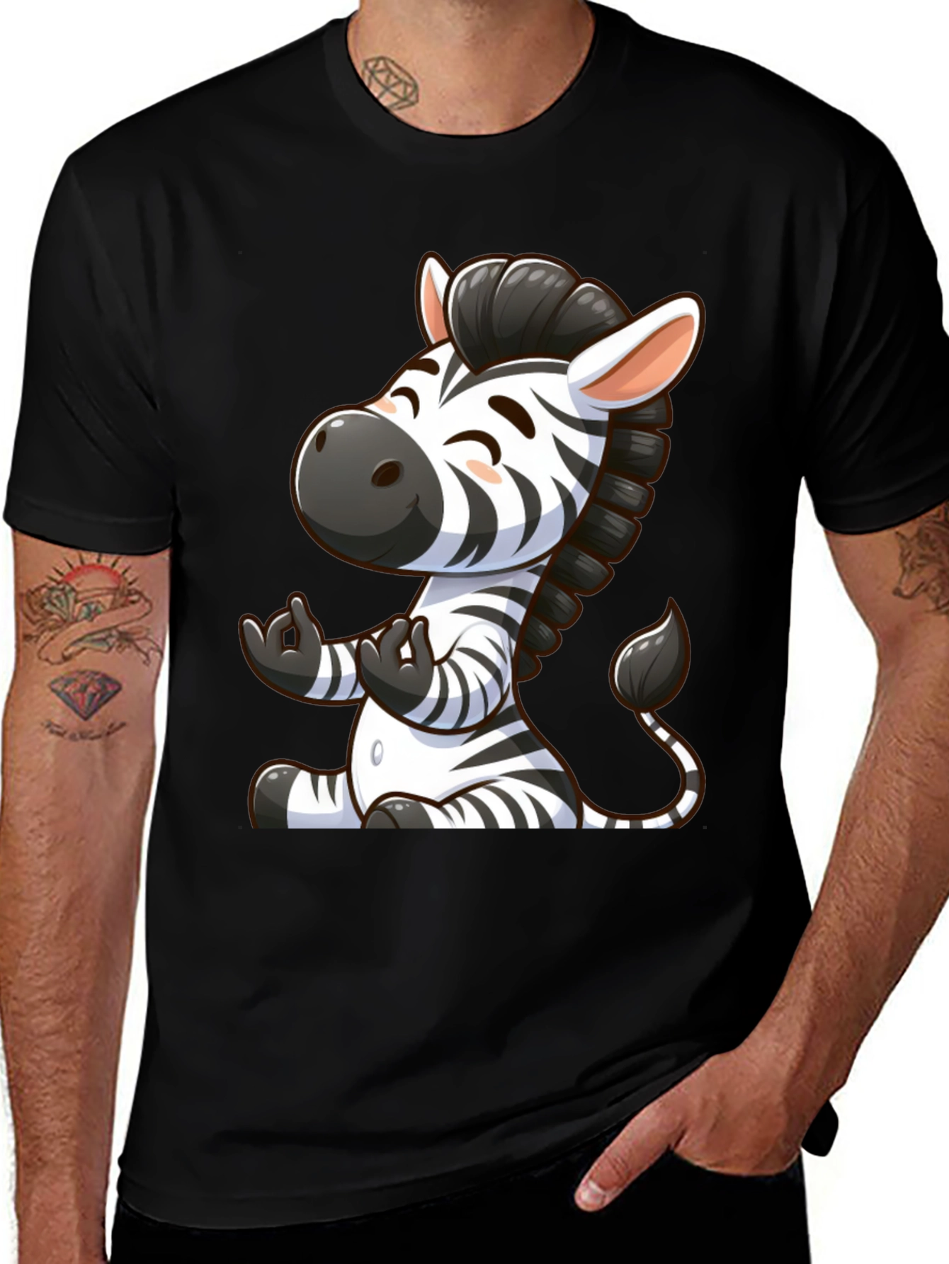 Cute Zebra Graphic T-Shirt - Black