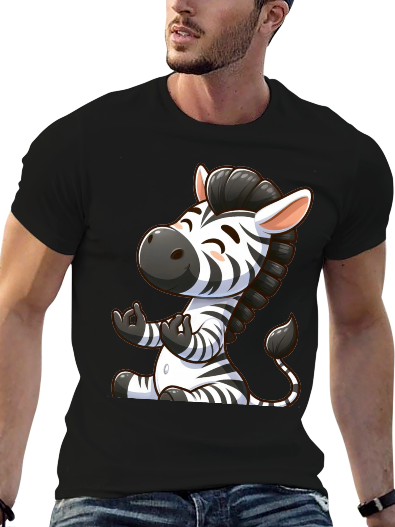 Cute Zebra Graphic T-Shirt - Black