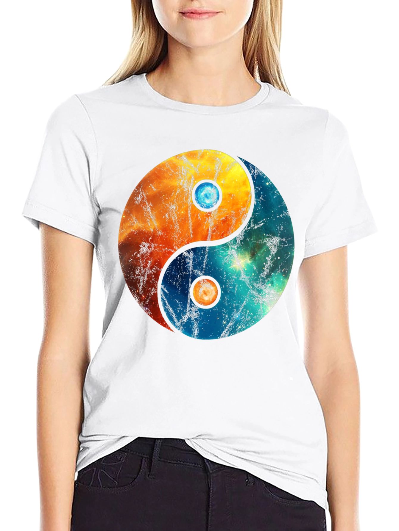 Yin Yang Galaxy Graphic Tee - Balance and Style