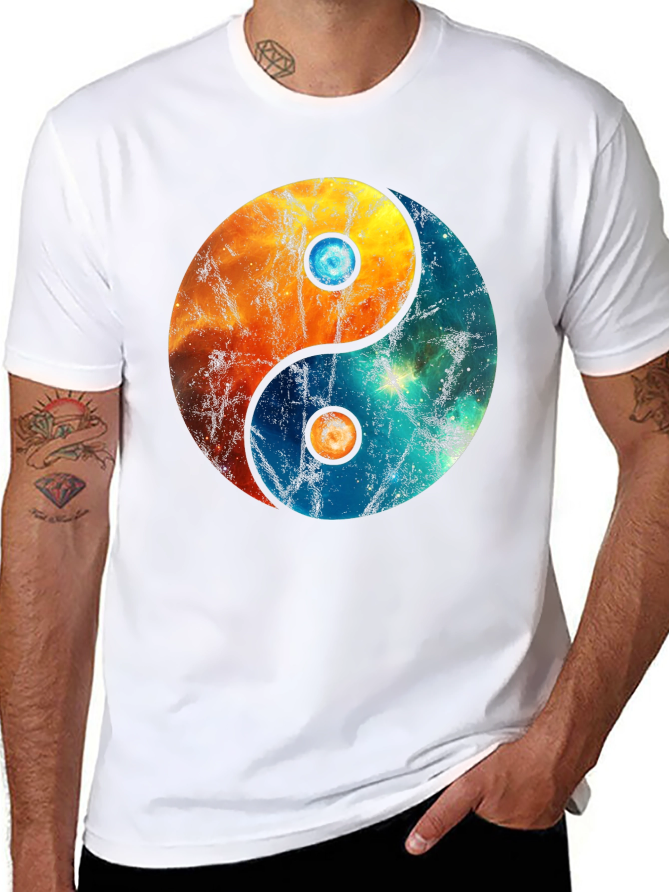 Yin Yang Galaxy Graphic Tee - Balance and Style