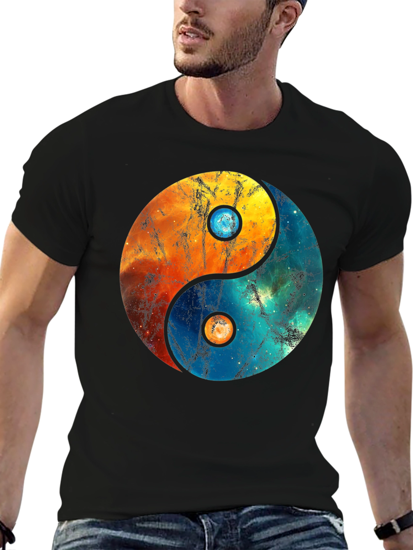 Yin Yang Galaxy Graphic Tee - Balance and Style