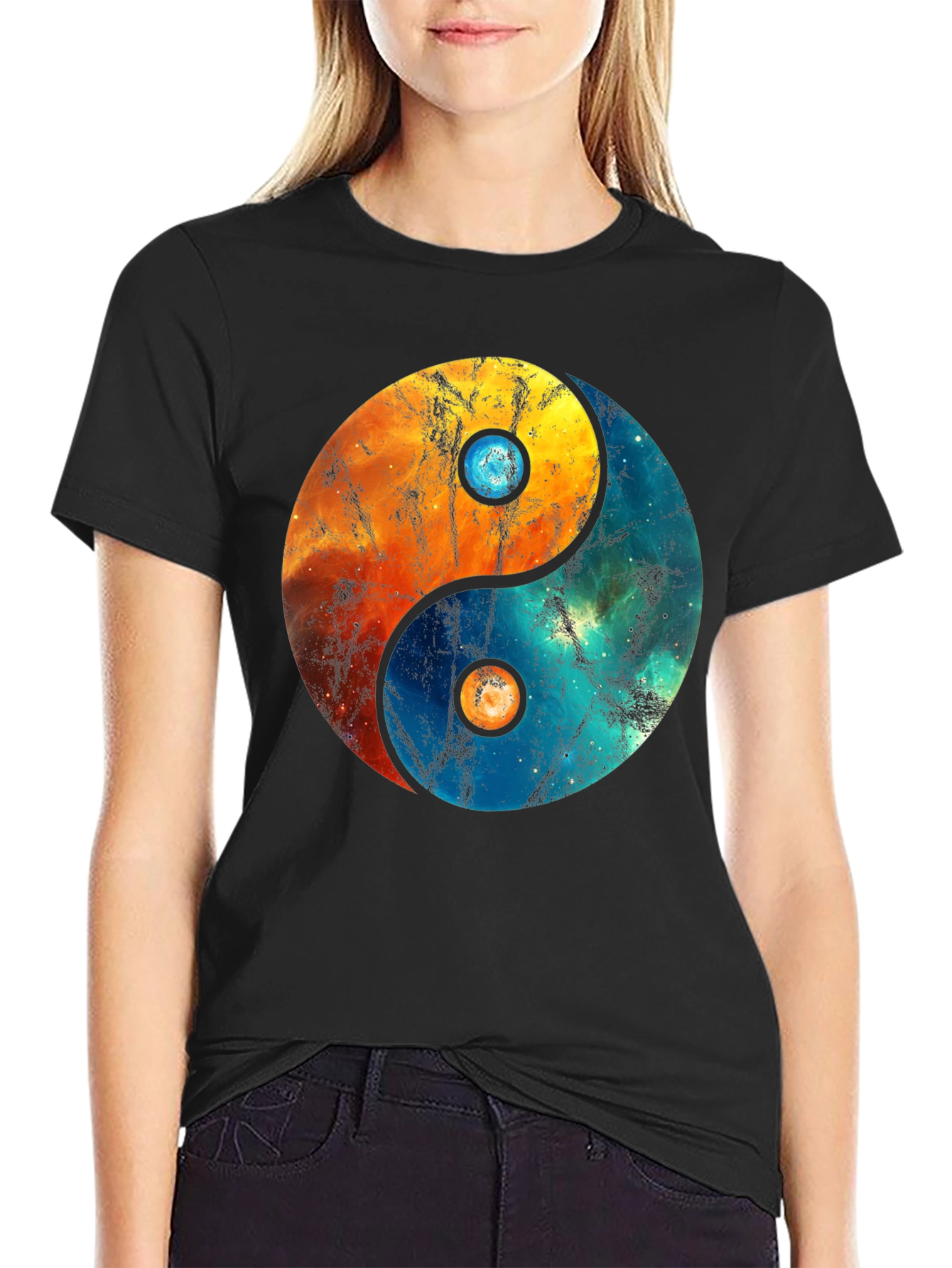 Yin Yang Galaxy Graphic Tee - Balance and Style
