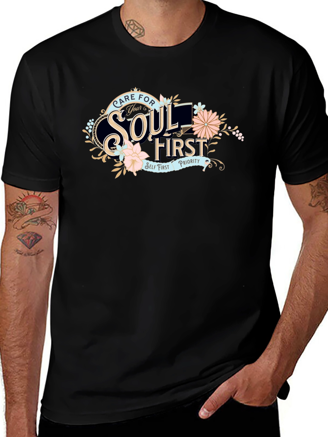 Care For Your Soul First Black T-Shirt
