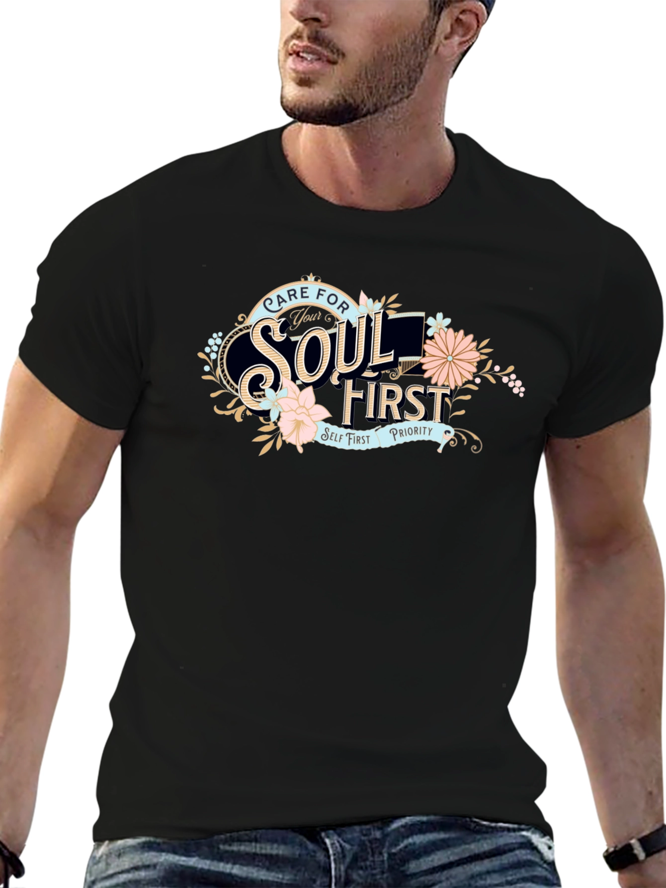 Care For Your Soul First Black T-Shirt