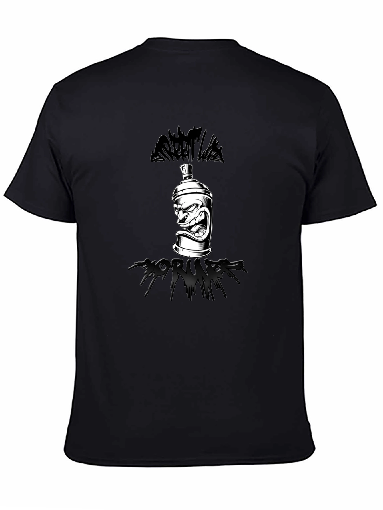 Street Life Graffiti Spray Can T-Shirt - Black