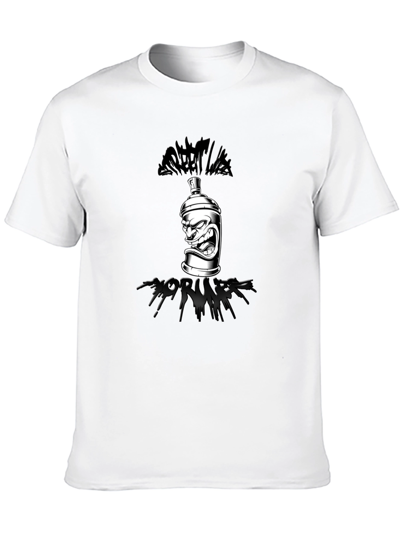 Street Life Graffiti Spray Can T-Shirt - Black