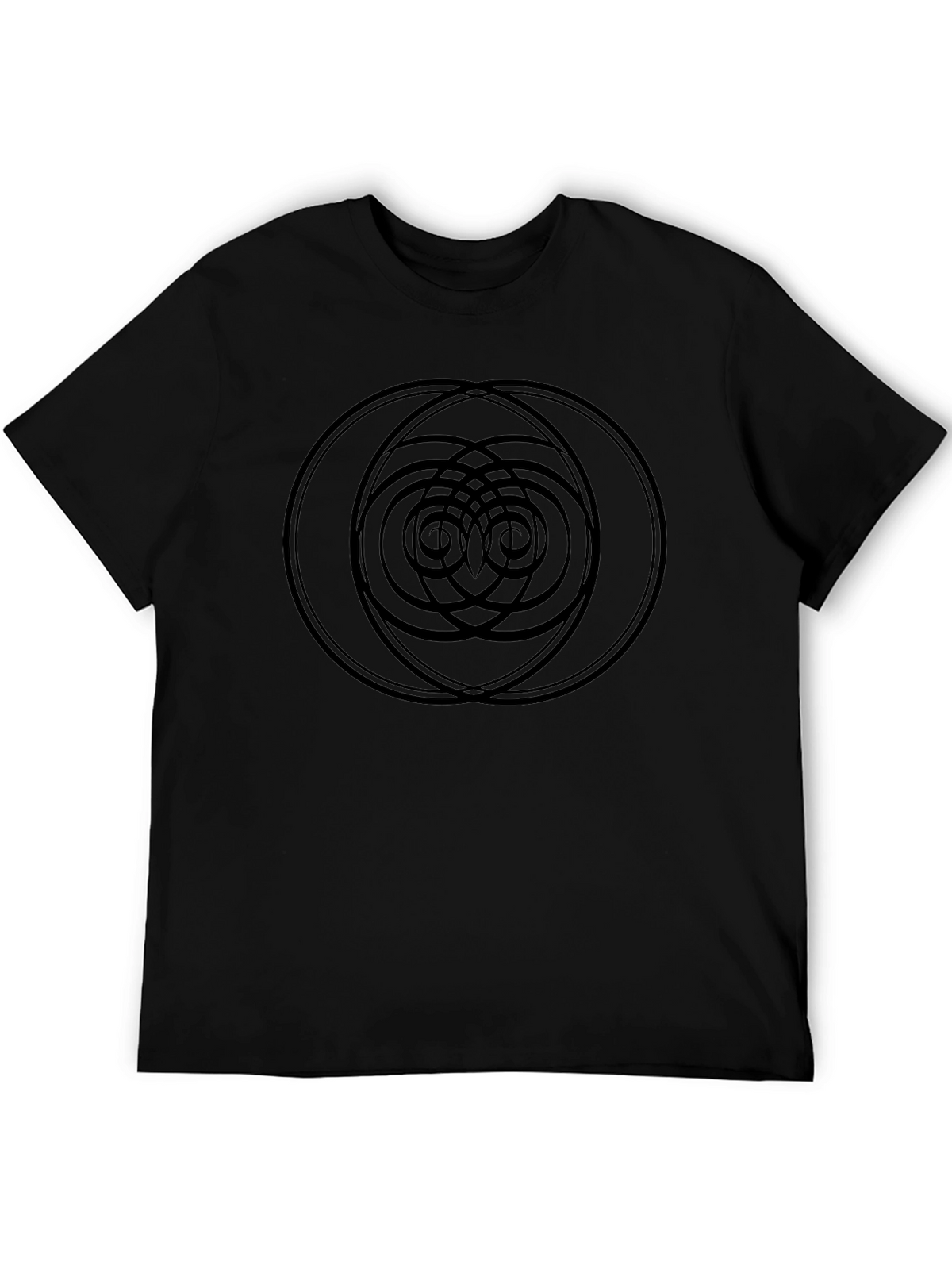 Geometric Circle Design Black T-Shirt