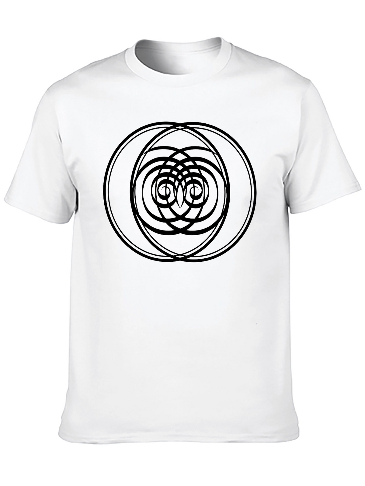Geometric Circle Design Black T-Shirt