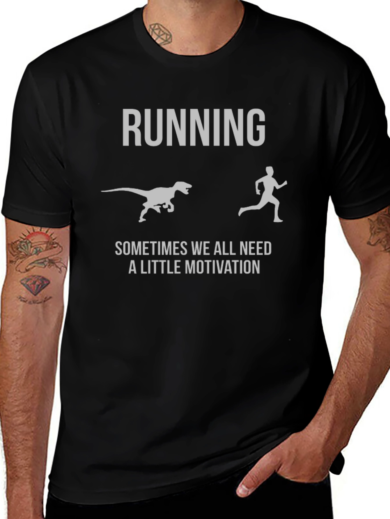 Running Motivation T-Shirt - Dinosaur Chase Graphic Tee