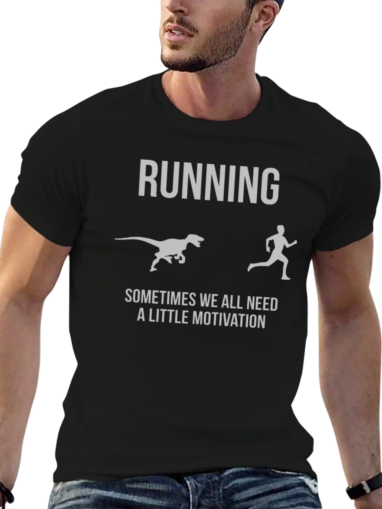 Running Motivation T-Shirt - Dinosaur Chase Graphic Tee
