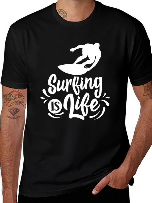 Surfing is Life Tee - Black Graphic T-Shirt