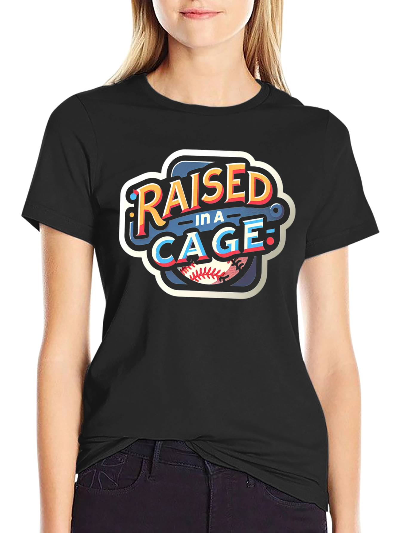 Raised in a Cage Baseball T-Shirt