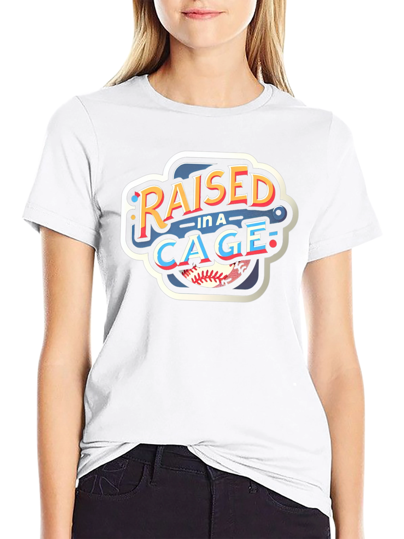 Raised in a Cage Baseball T-Shirt