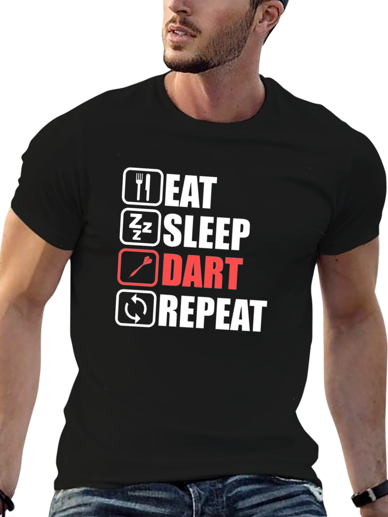 Eat Sleep Dart Repeat Black T-Shirt