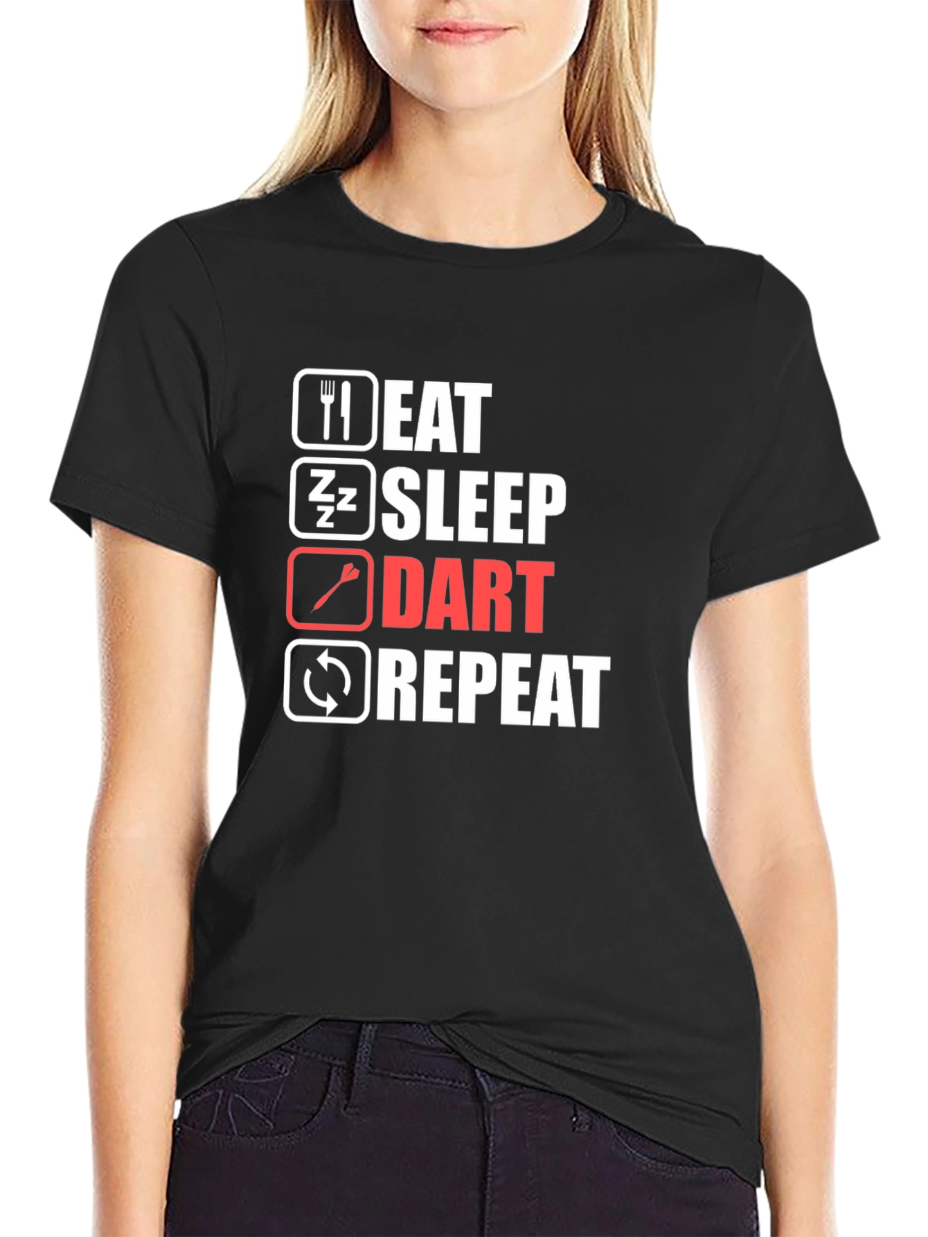 Eat Sleep Dart Repeat Black T-Shirt