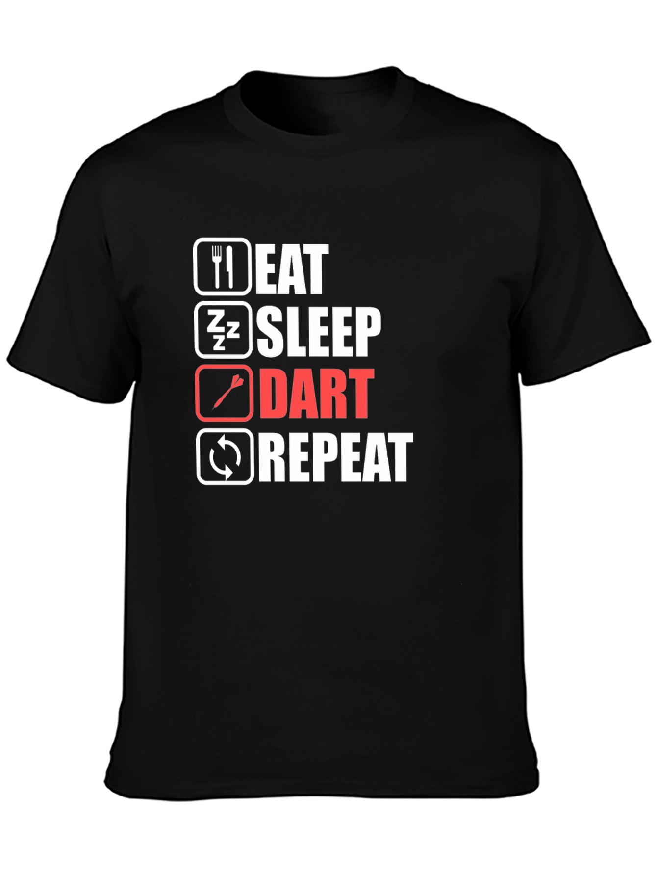 Eat Sleep Dart Repeat Black T-Shirt