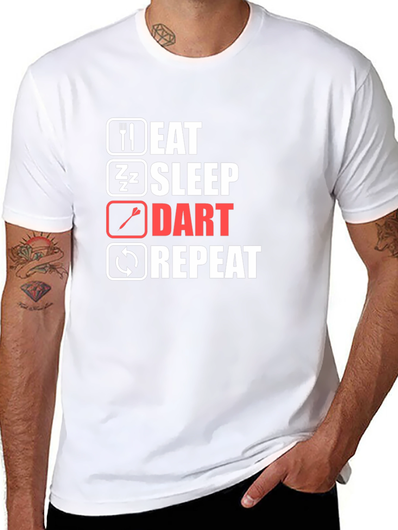 Eat Sleep Dart Repeat Black T-Shirt