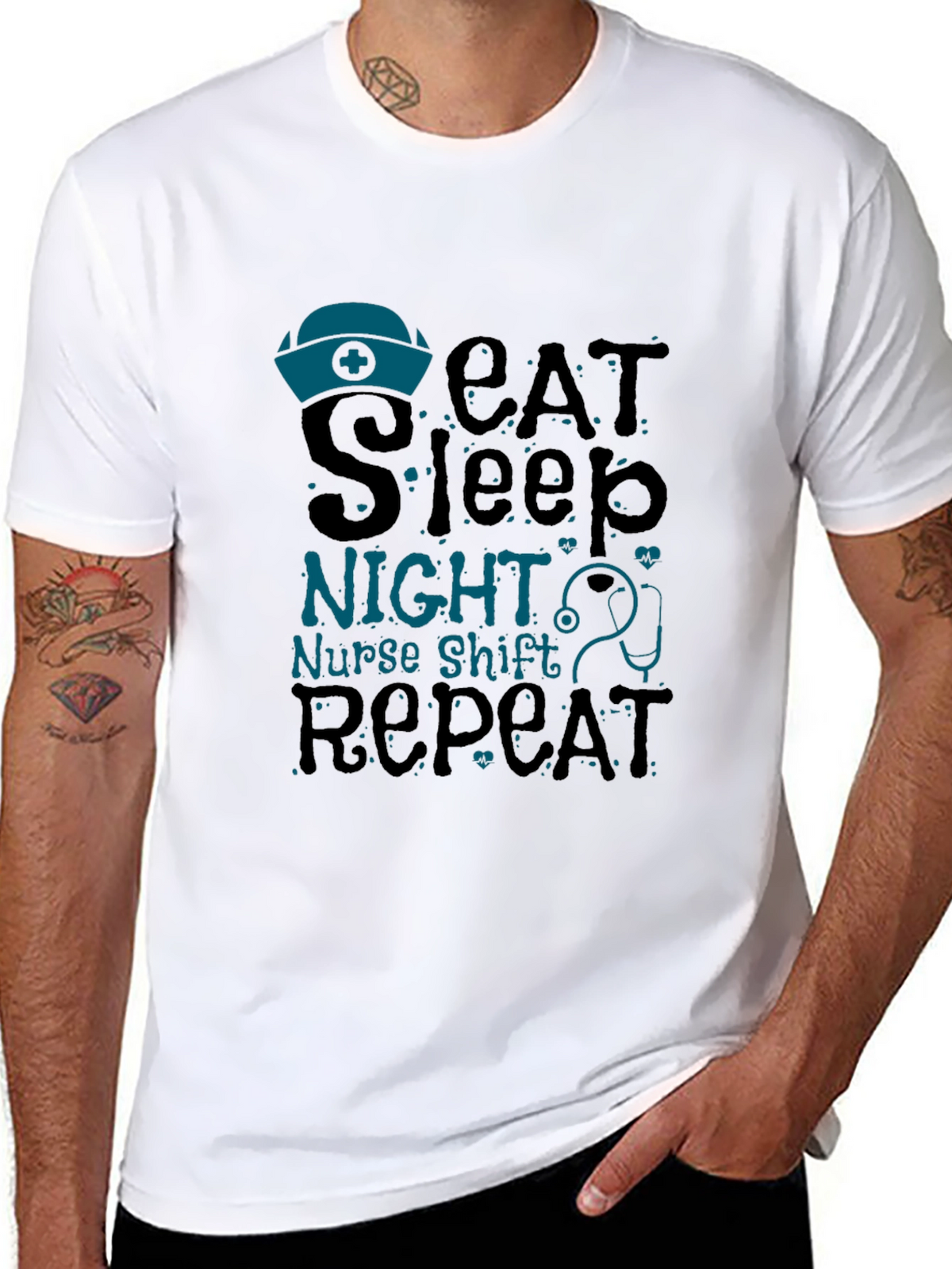 Nurse Night Shift T-Shirt - Eat Sleep Repeat