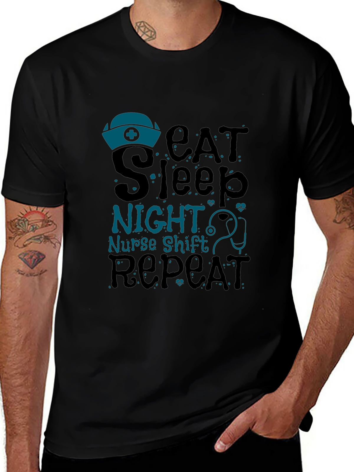Nurse Night Shift T-Shirt - Eat Sleep Repeat