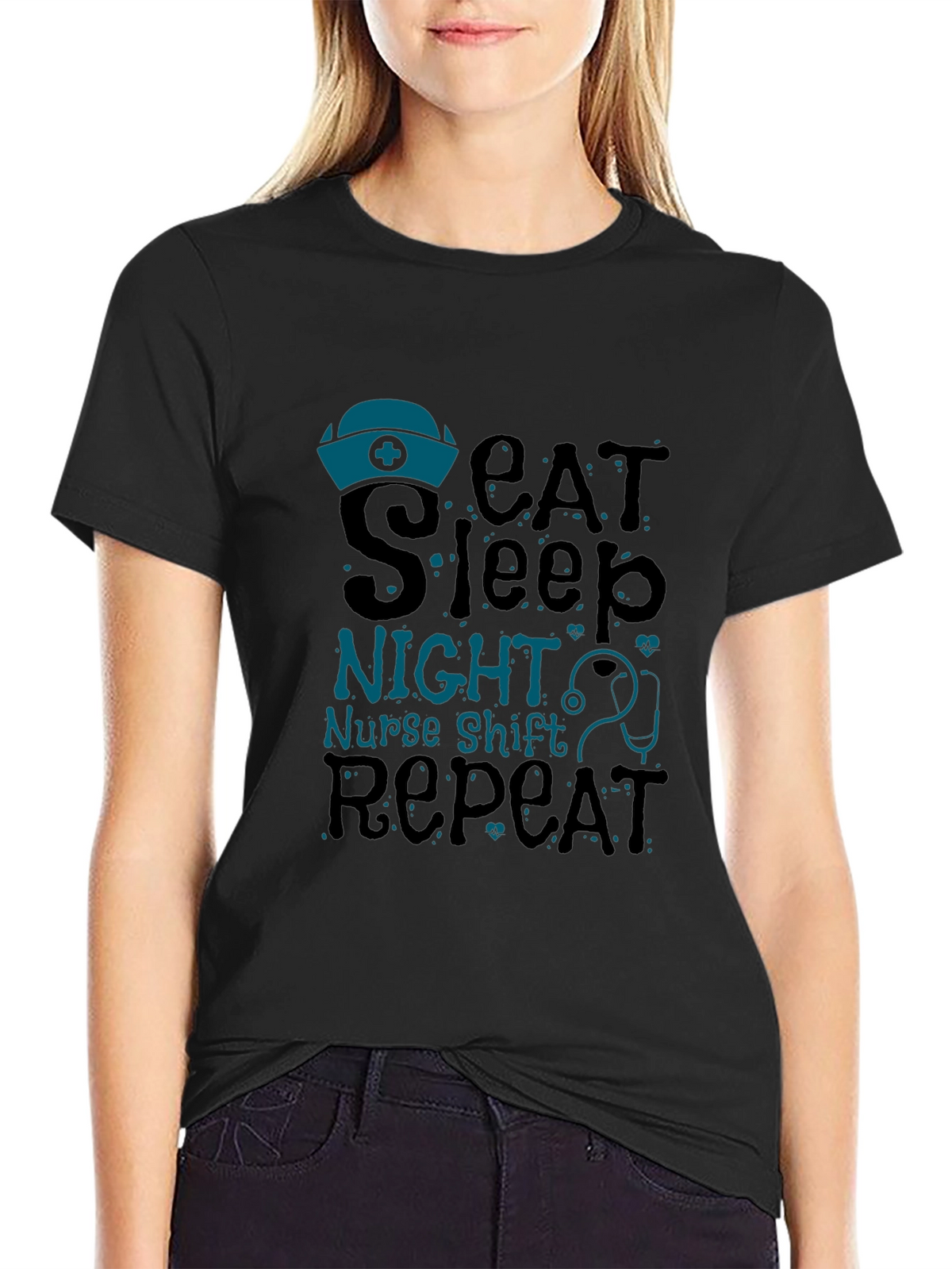 Nurse Night Shift T-Shirt - Eat Sleep Repeat