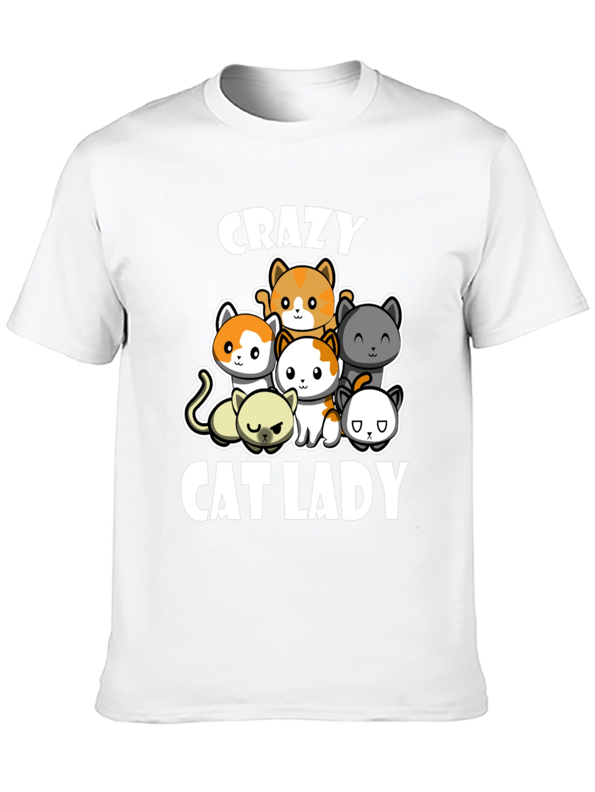 Crazy Cat Lady T-Shirt Cute Cats Black Cotton Tee