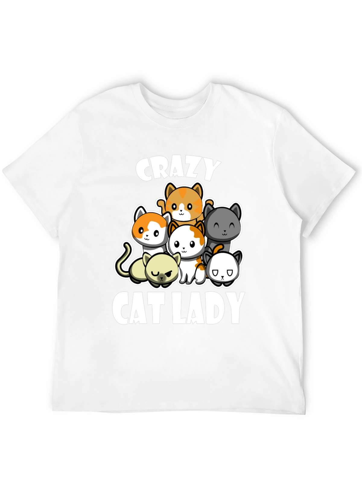 Crazy Cat Lady T-Shirt Cute Cats Black Cotton Tee