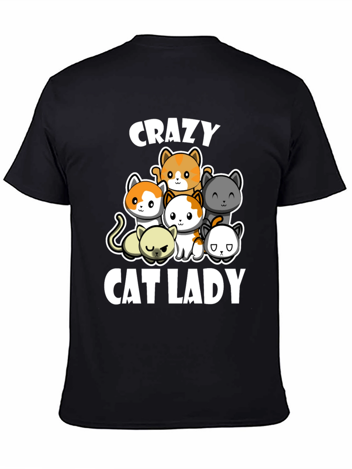 Crazy Cat Lady T-Shirt Cute Cats Black Cotton Tee