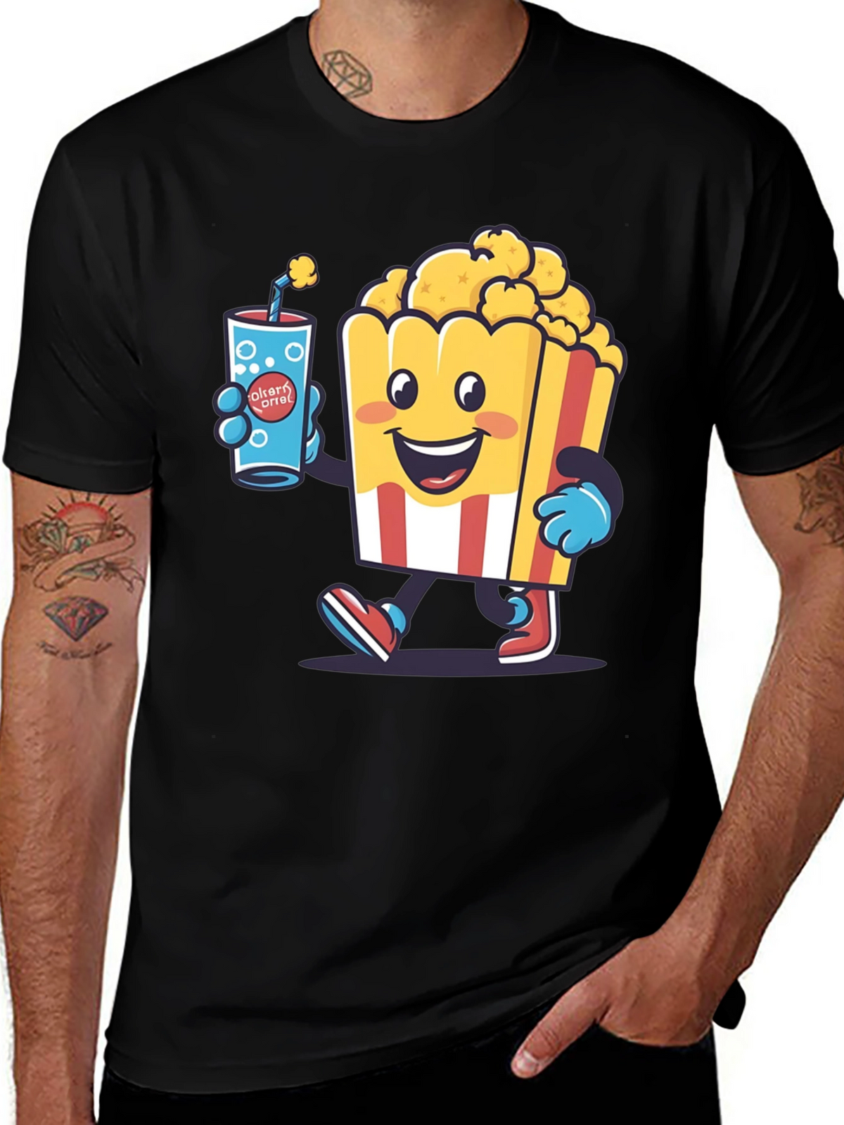 Cartoon Popcorn & Drink T-Shirt