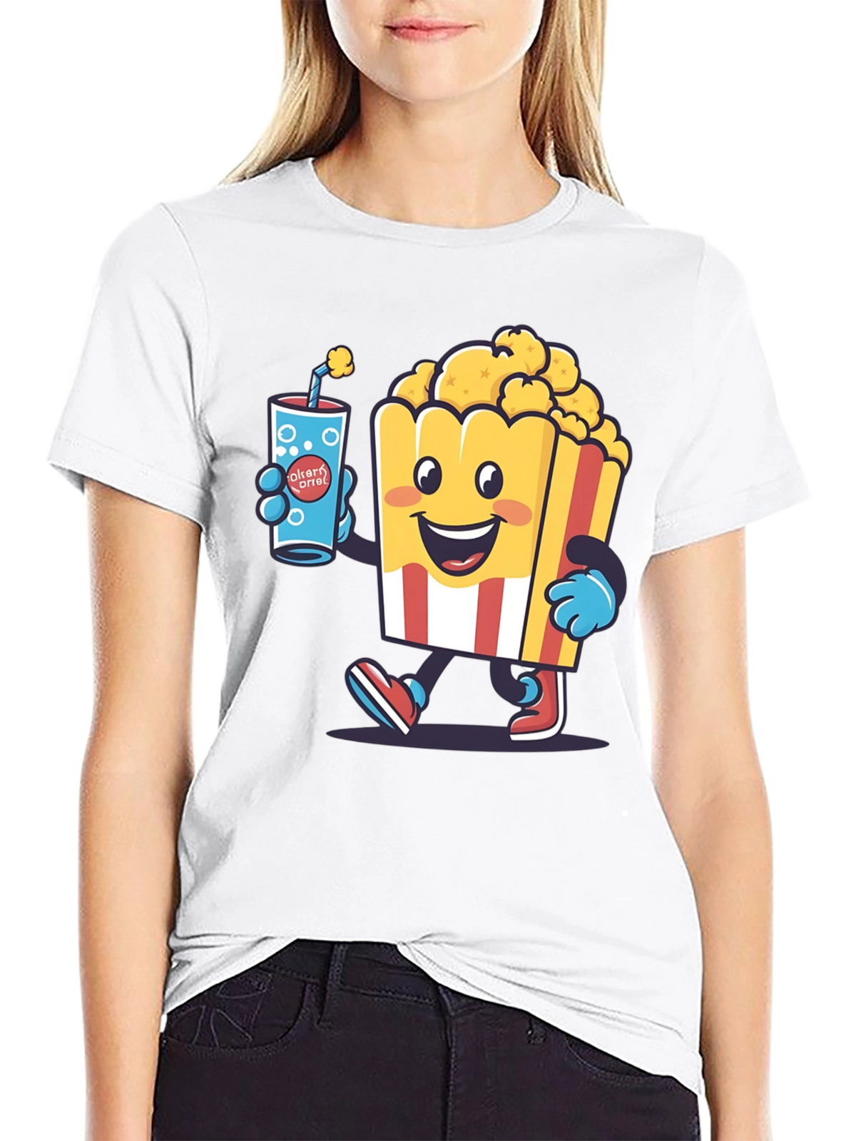 Cartoon Popcorn & Drink T-Shirt