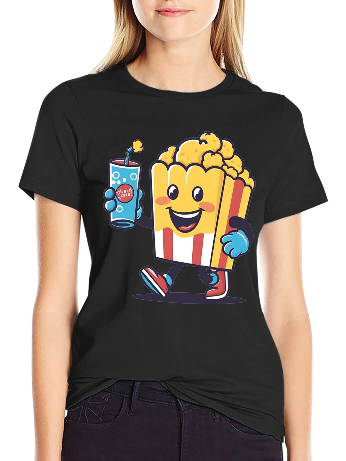 Cartoon Popcorn & Drink T-Shirt