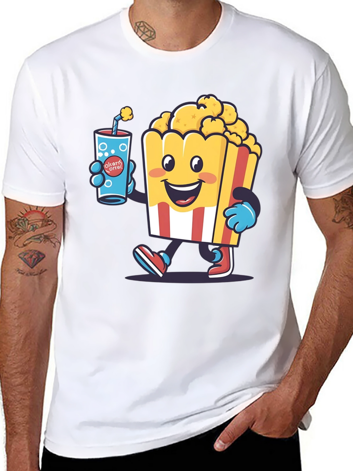 Cartoon Popcorn & Drink T-Shirt