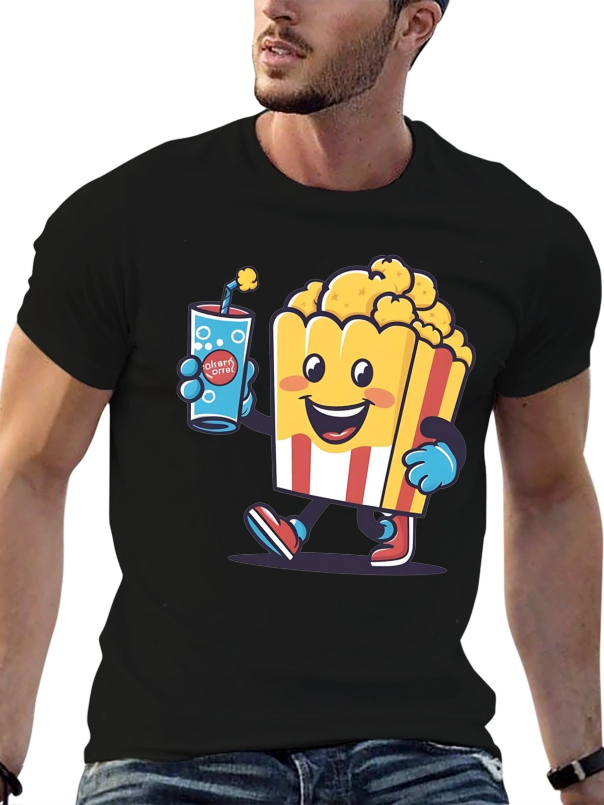 Cartoon Popcorn & Drink T-Shirt