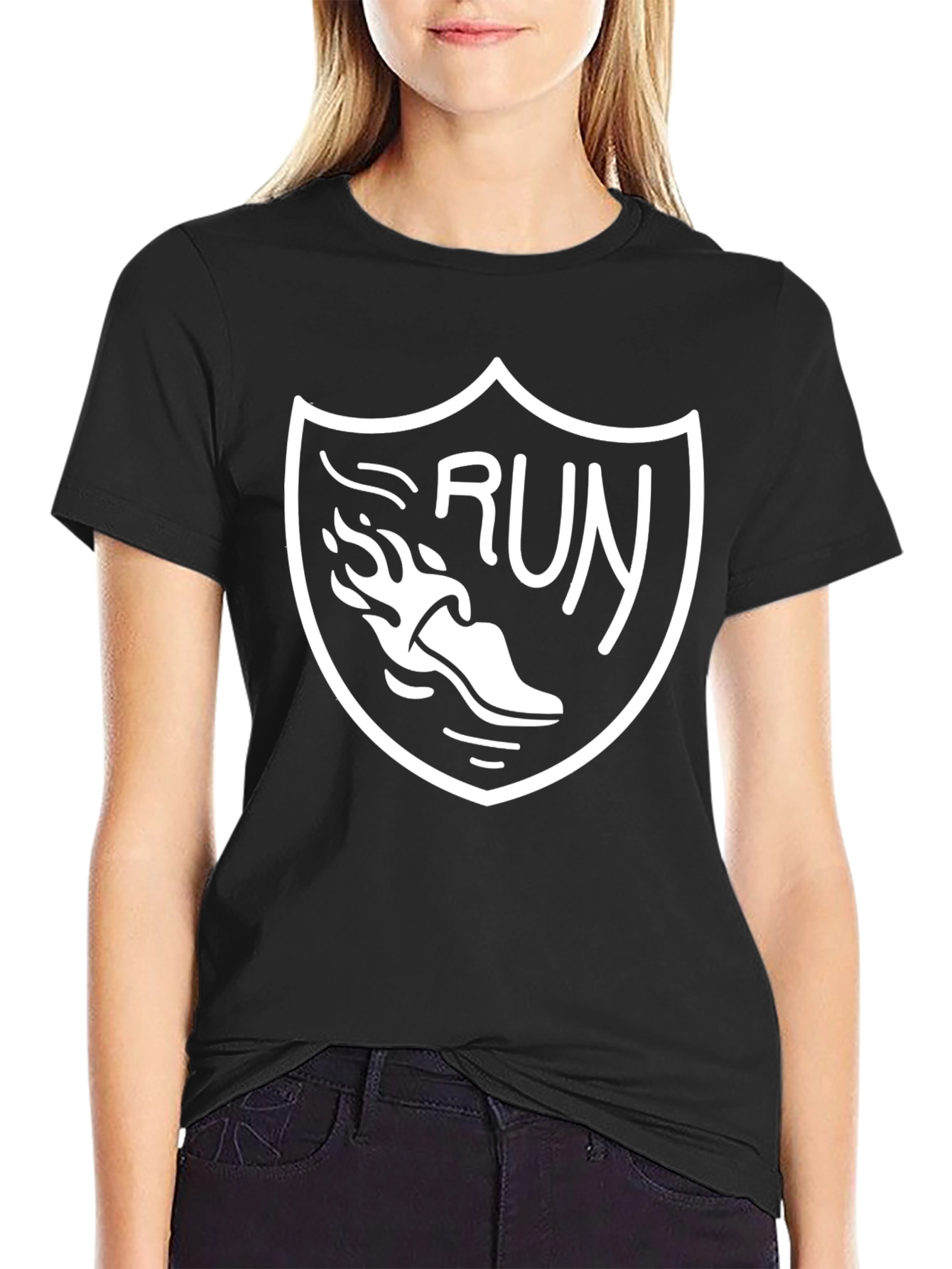 Run Graphic Tee - Black Cotton T-Shirt