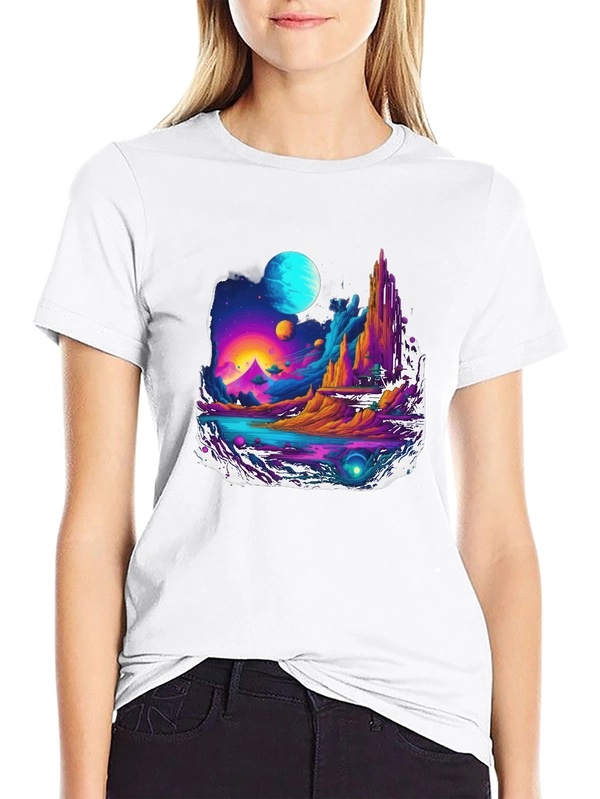 Vibrant Sci-Fi Landscape Graphic Tee