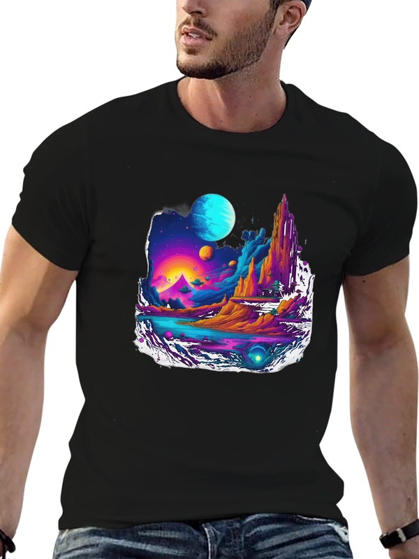 Vibrant Sci-Fi Landscape Graphic Tee