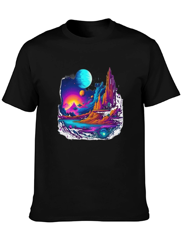 Vibrant Sci-Fi Landscape Graphic Tee