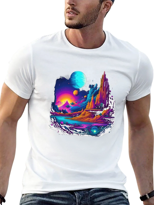 Vibrant Sci-Fi Landscape Graphic Tee