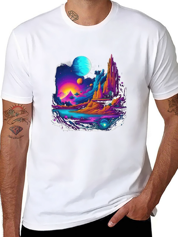 Vibrant Sci-Fi Landscape Graphic Tee
